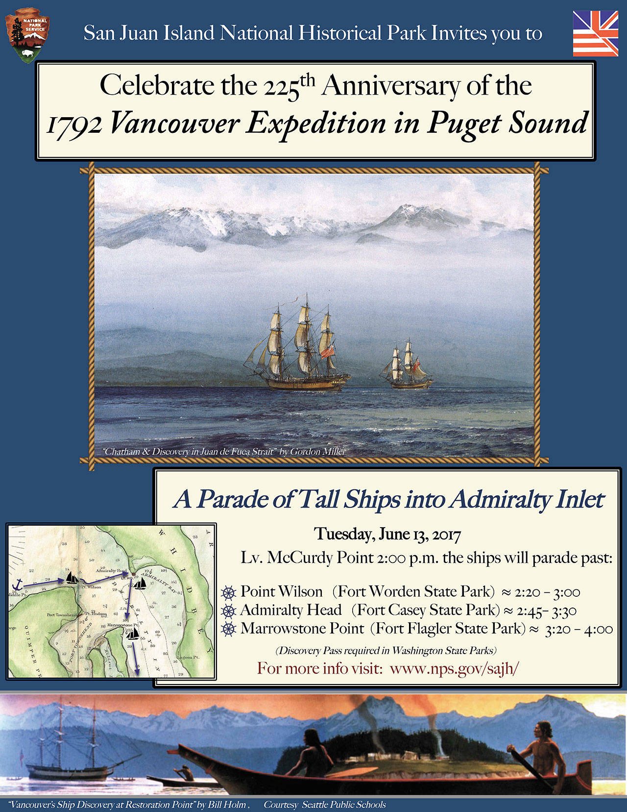 Parade of sail boats celebrates 1792 Vancouver expedition in Puget Sound