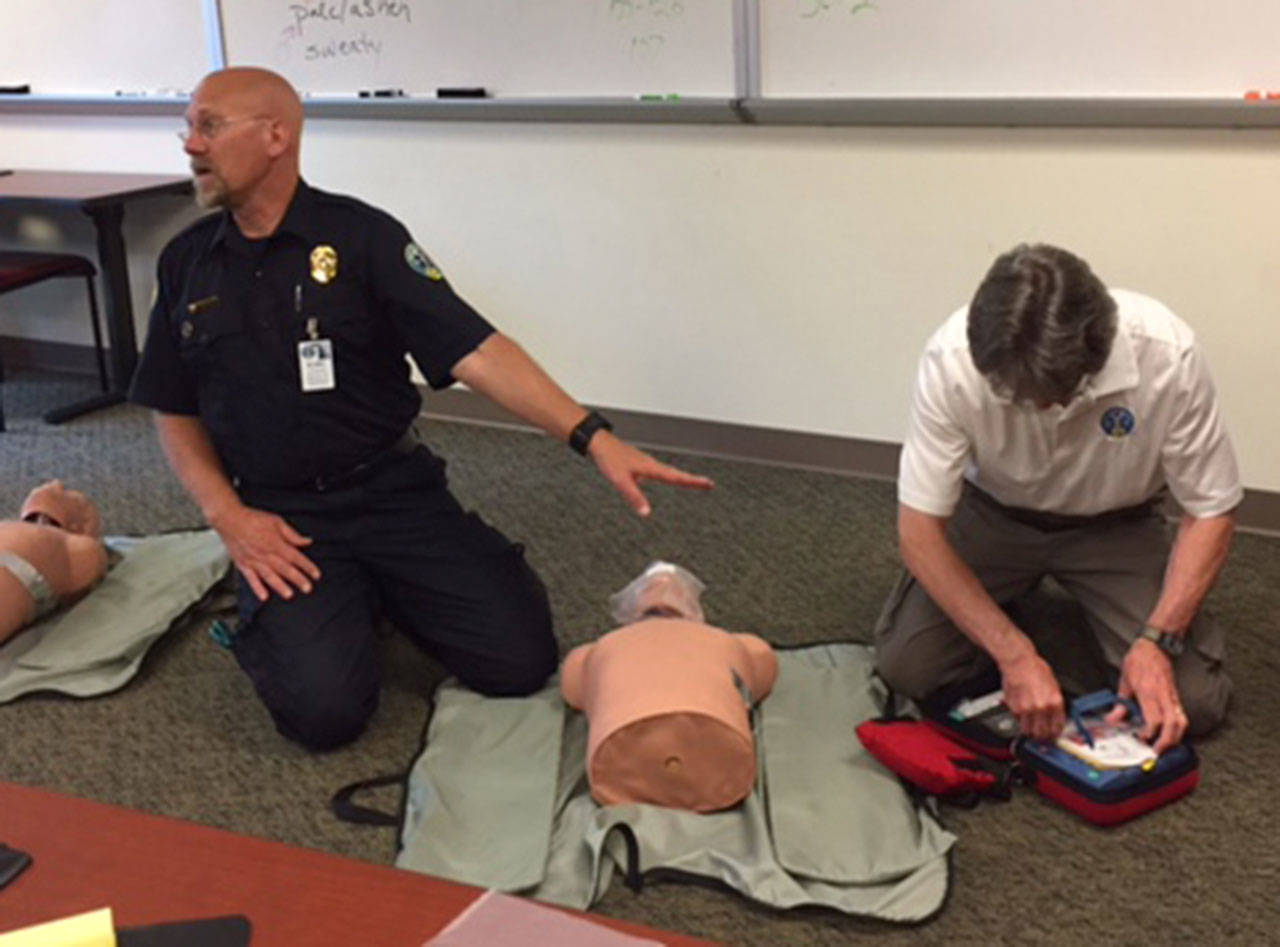 Contributed photo                                Cape San Juan residents take a CPR class, last spring.