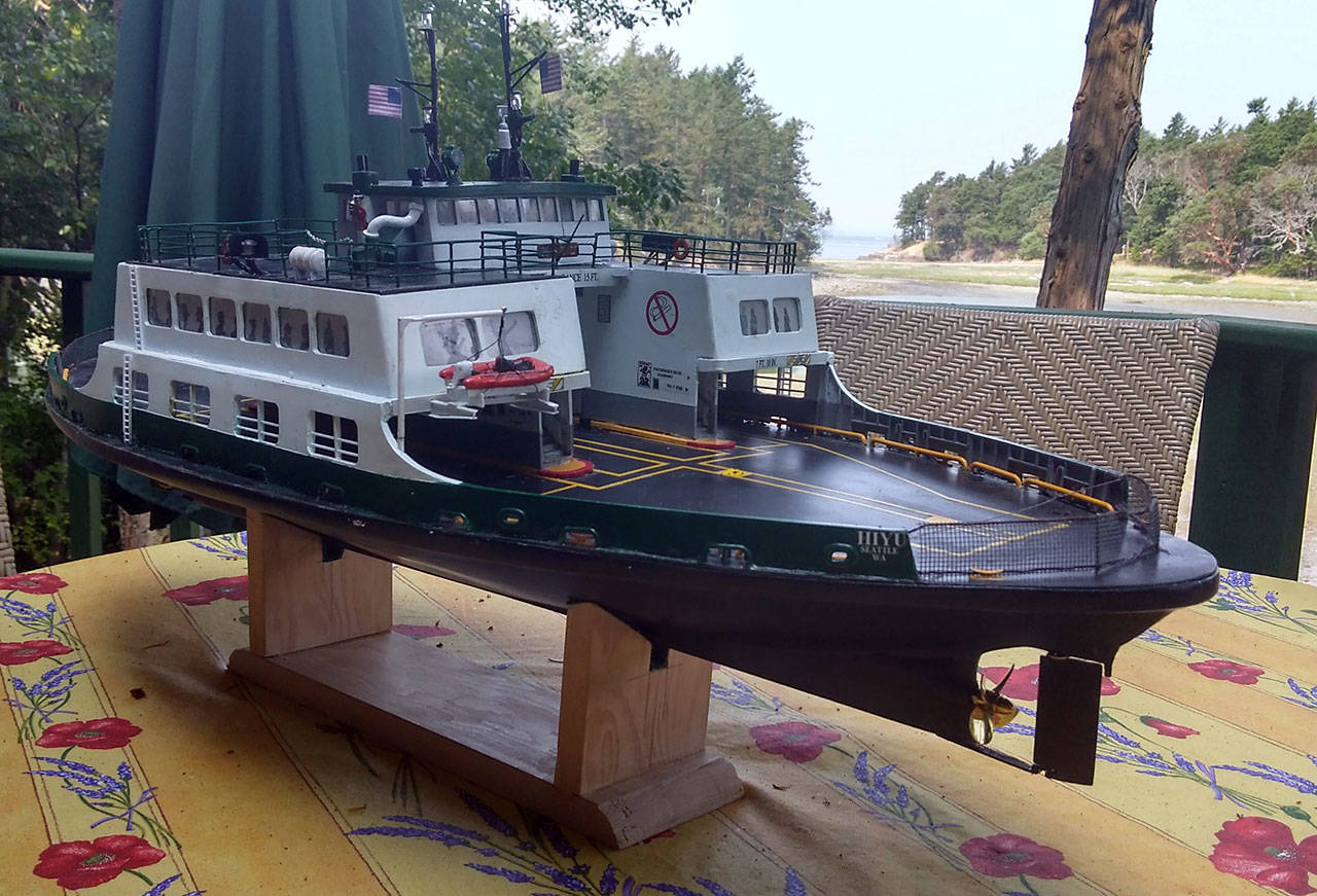 Staff photo/Hayley Day                                Fred Perez of San Juan Island created this model of the Hiyu for his wife. The couple just celebrated 25 years of marriage.