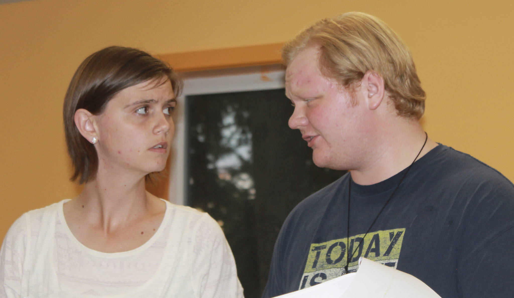 Staff photo/Heather Spaulding                                Raena Parsons and Michael Jewett in “Rabbits on the Rock.”