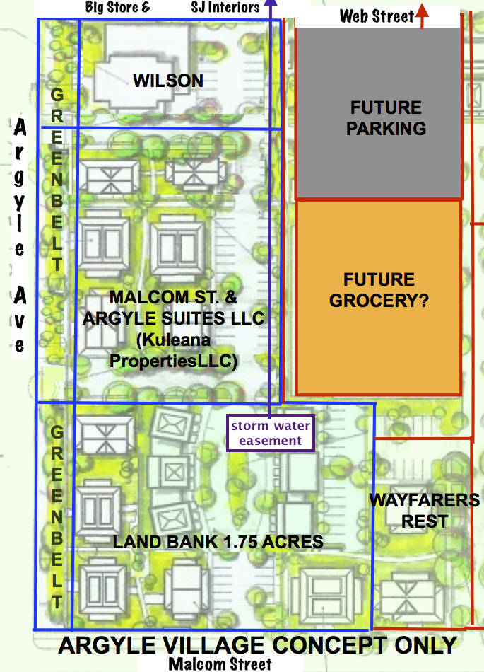Contributed image/Lynn Danaher                                San Juan Islander Lynn Danaher presented this conceptual design of the available lots at the Sept. 11 county council meeting. She said the next steps for her to purchase the land is for the land bank, then the council to vote for approval.