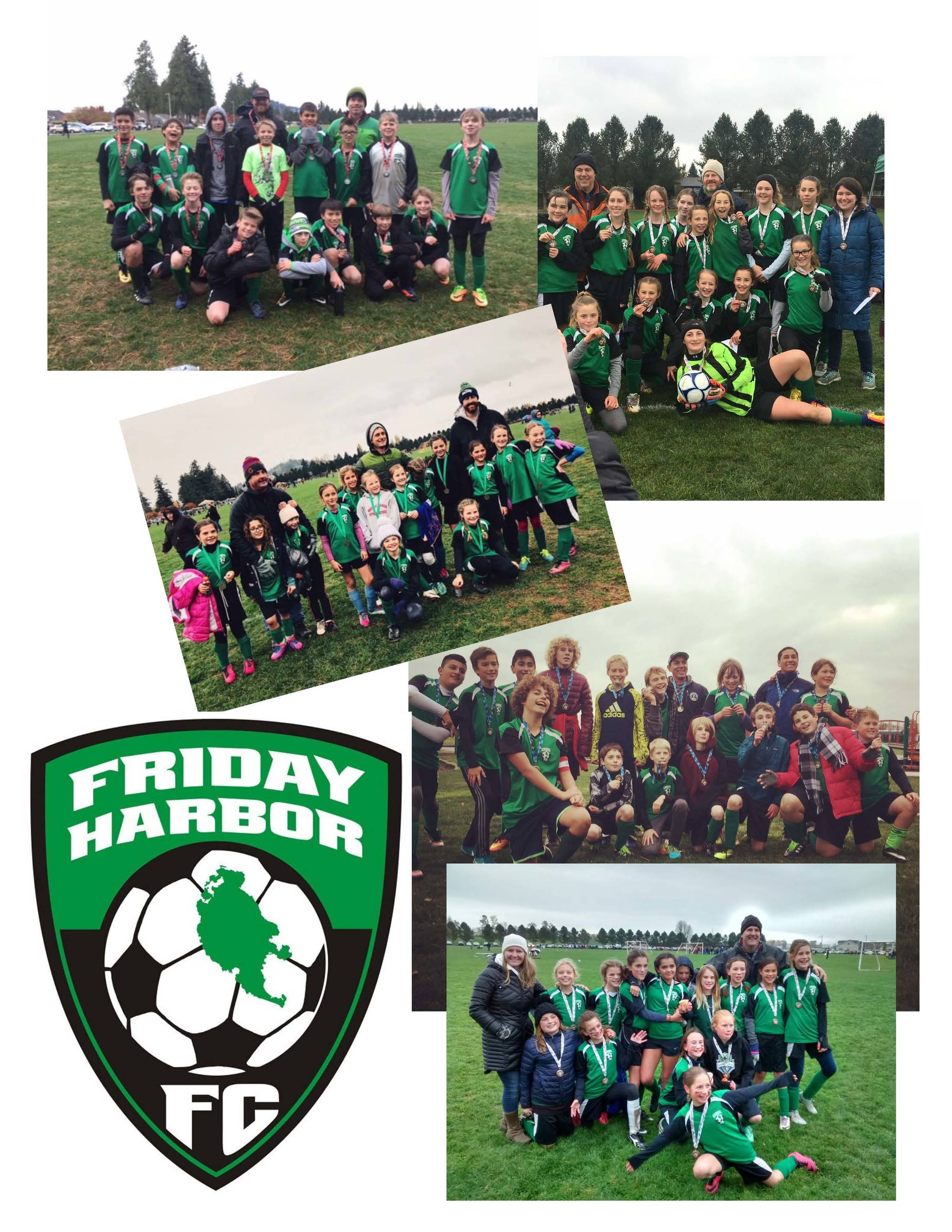Contributed image/Friday Harbor FC                                All the 2017 soccer teams are represented in this collage.