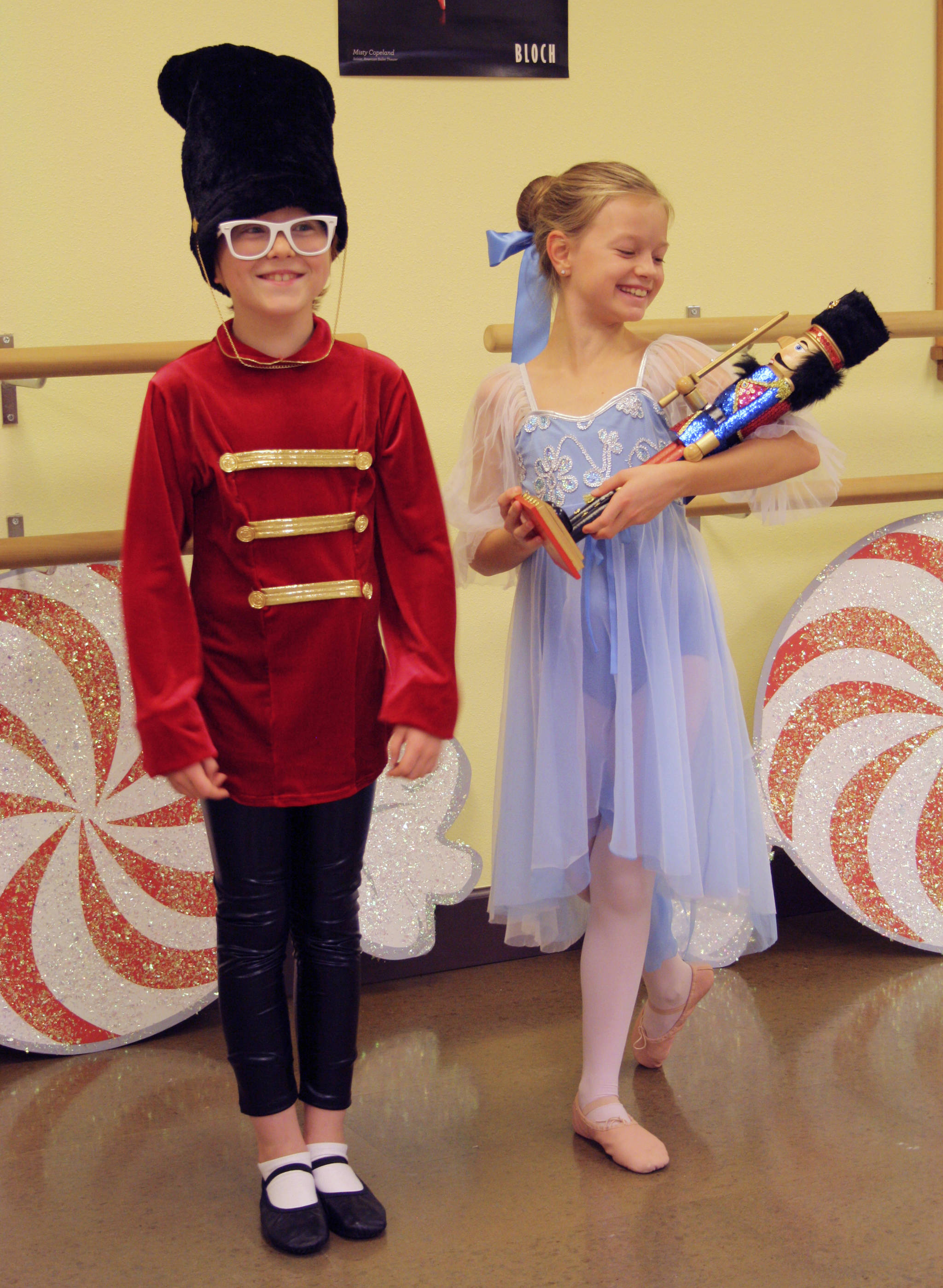 Staff photo/Heather Spaulding                                Left to right: Henry Jensen as the nutcracker and Lila Horn as Clara.