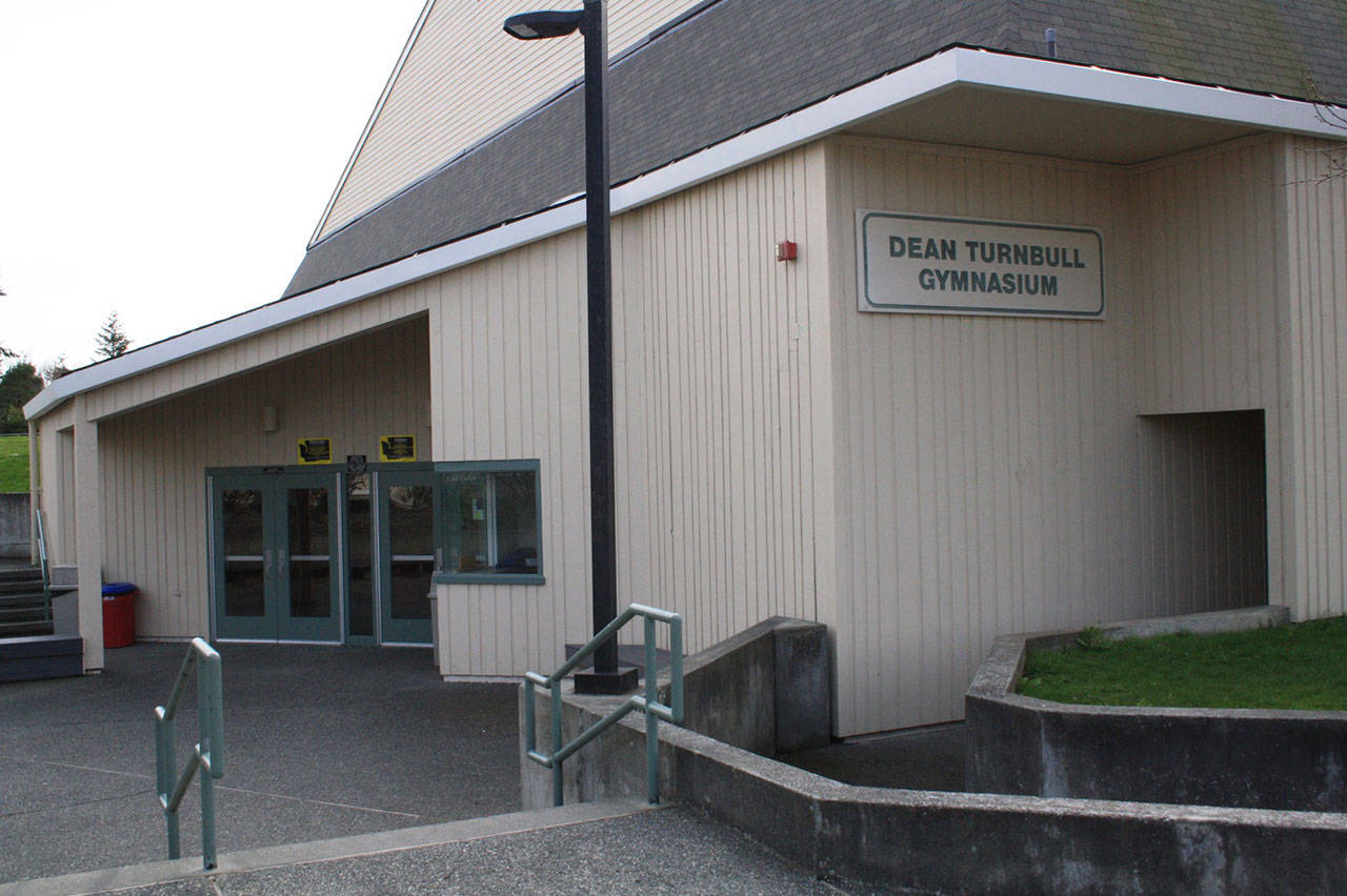Staff photo/Hayley Day                                Today, Rod Turnbull coaches in the Friday Harbor High School gym, named after his dad. Rod said Dean Turnbull taught in the district from 1967 to 1980 and coached cross country, track and boys basketball.