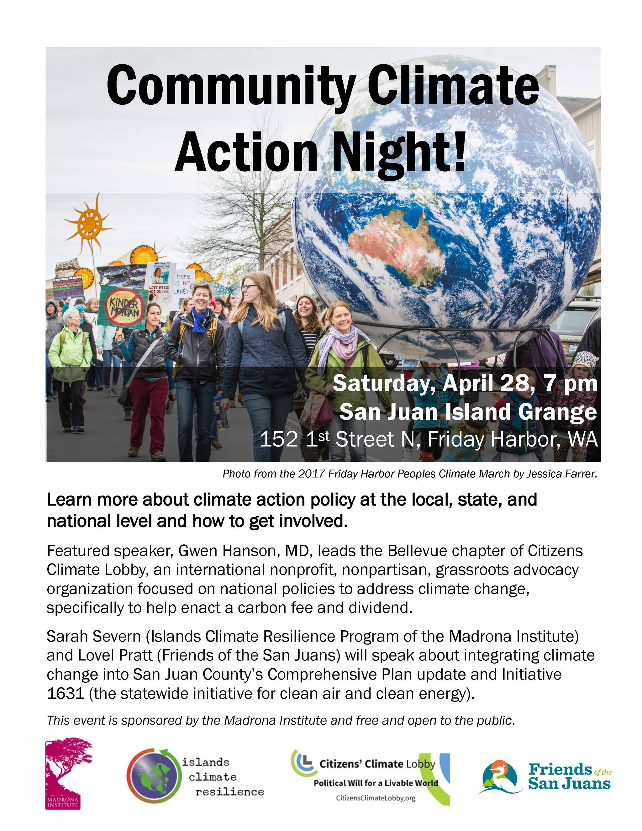 Climate action policy event at San Juan Island Grange