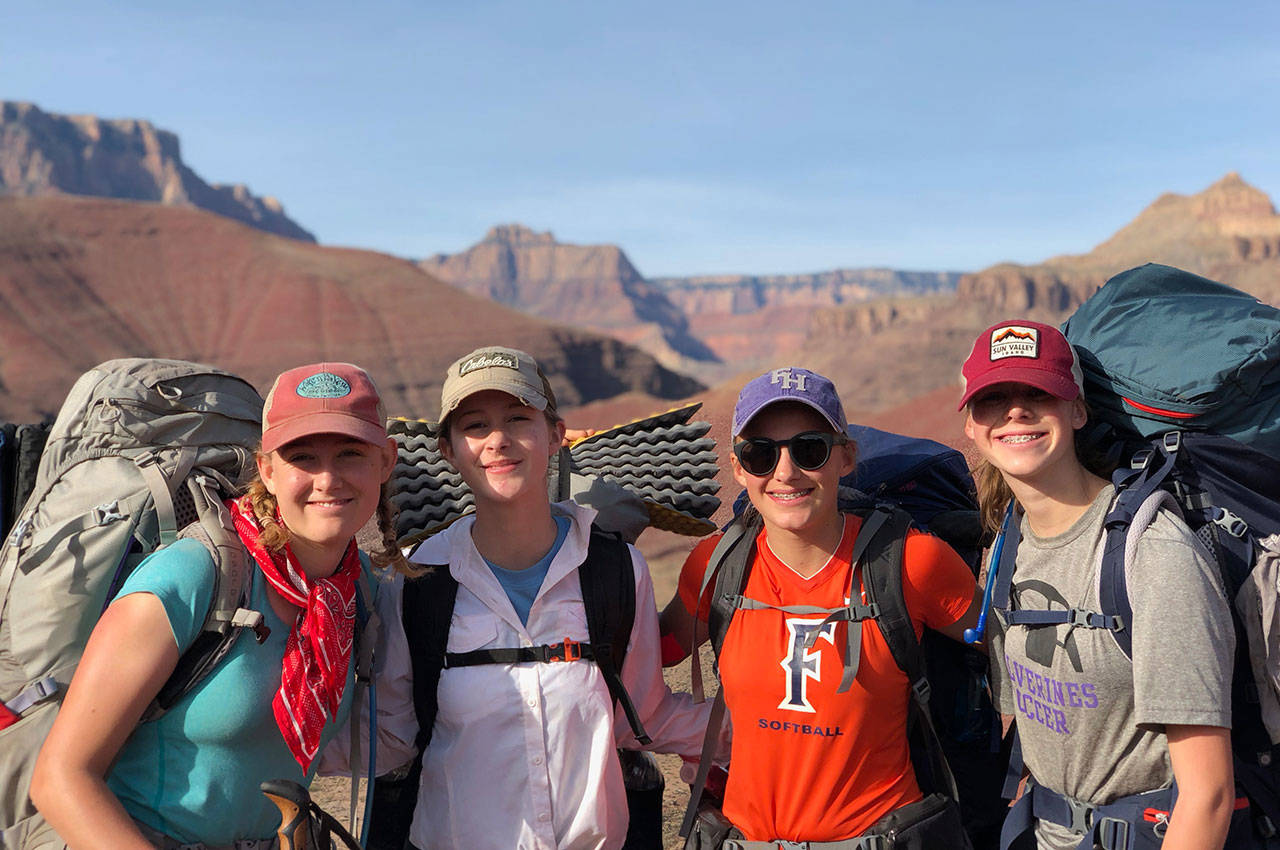 Contributed photo/Brook Landers                                Raylee Miniken, Rachel Snow, Soma Andrews and Molly Tangney at the Grand Canyon.