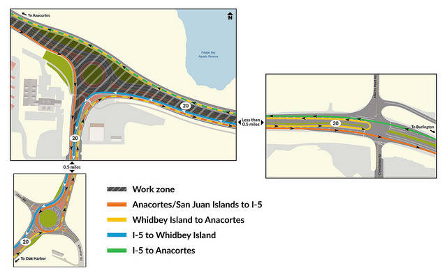 Contributed image/WSDOT                                Alternative routes around the Sharpes Corner construction are outlined in the map above.
