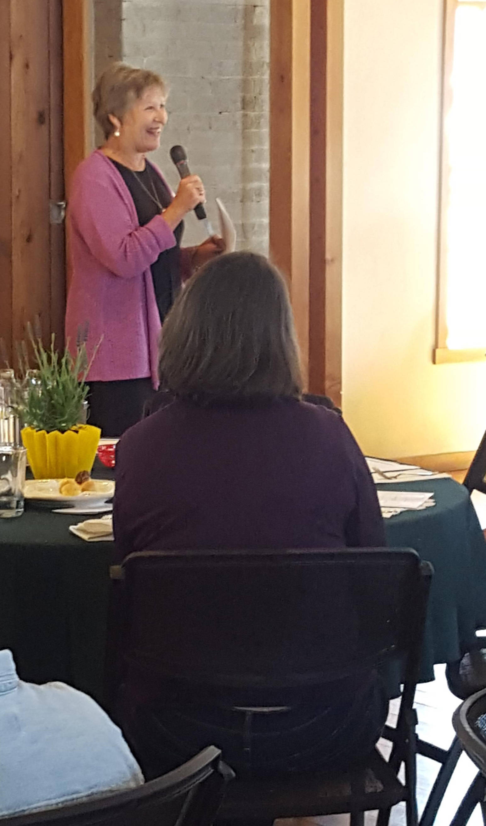 Contributed photo/Women’s Fund                                San Juan Island Women’s Fund member Madelyn Busse speaks at a previous luncheon.
