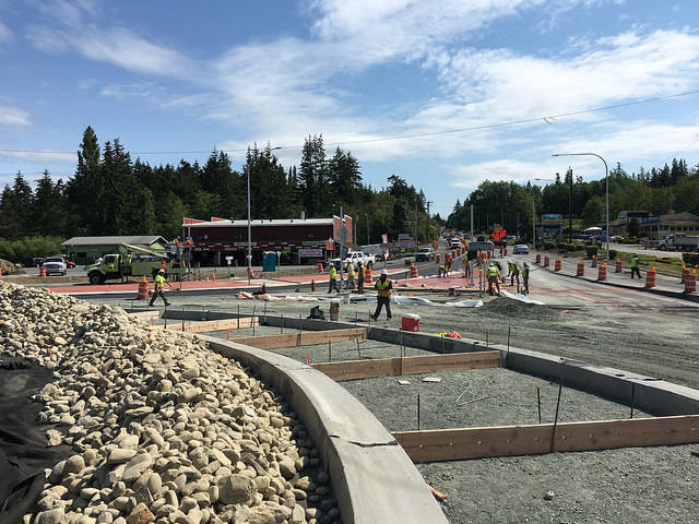 Contributed photo/Washington State Department of Transportation                                Crews work on the Anacortes roundabout.