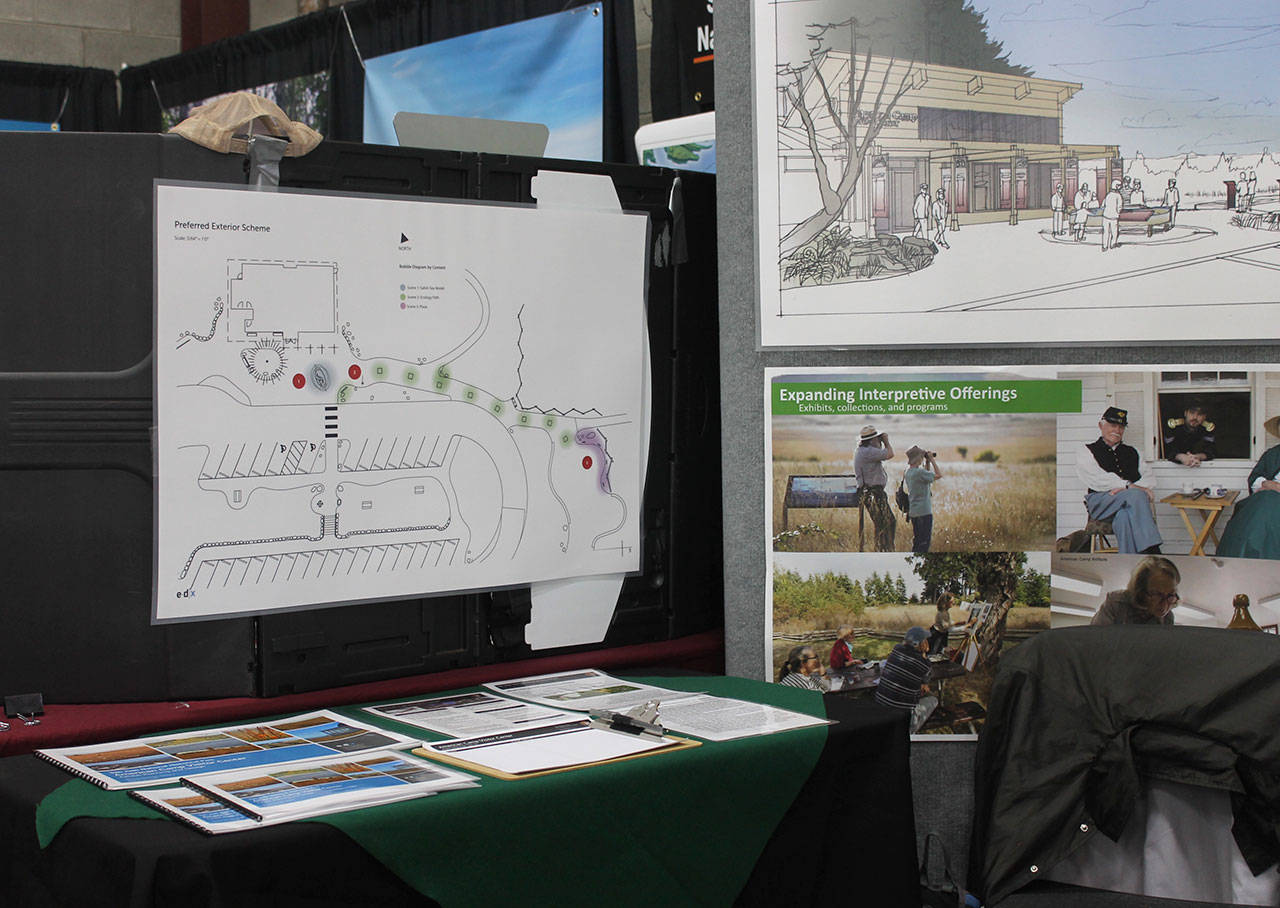 Staff photo/Hayley Day                                Attendees learned about the creation of a new American Camp visitors center at the San Juan Island National Historical Park booth at the county fair through Aug. 18.