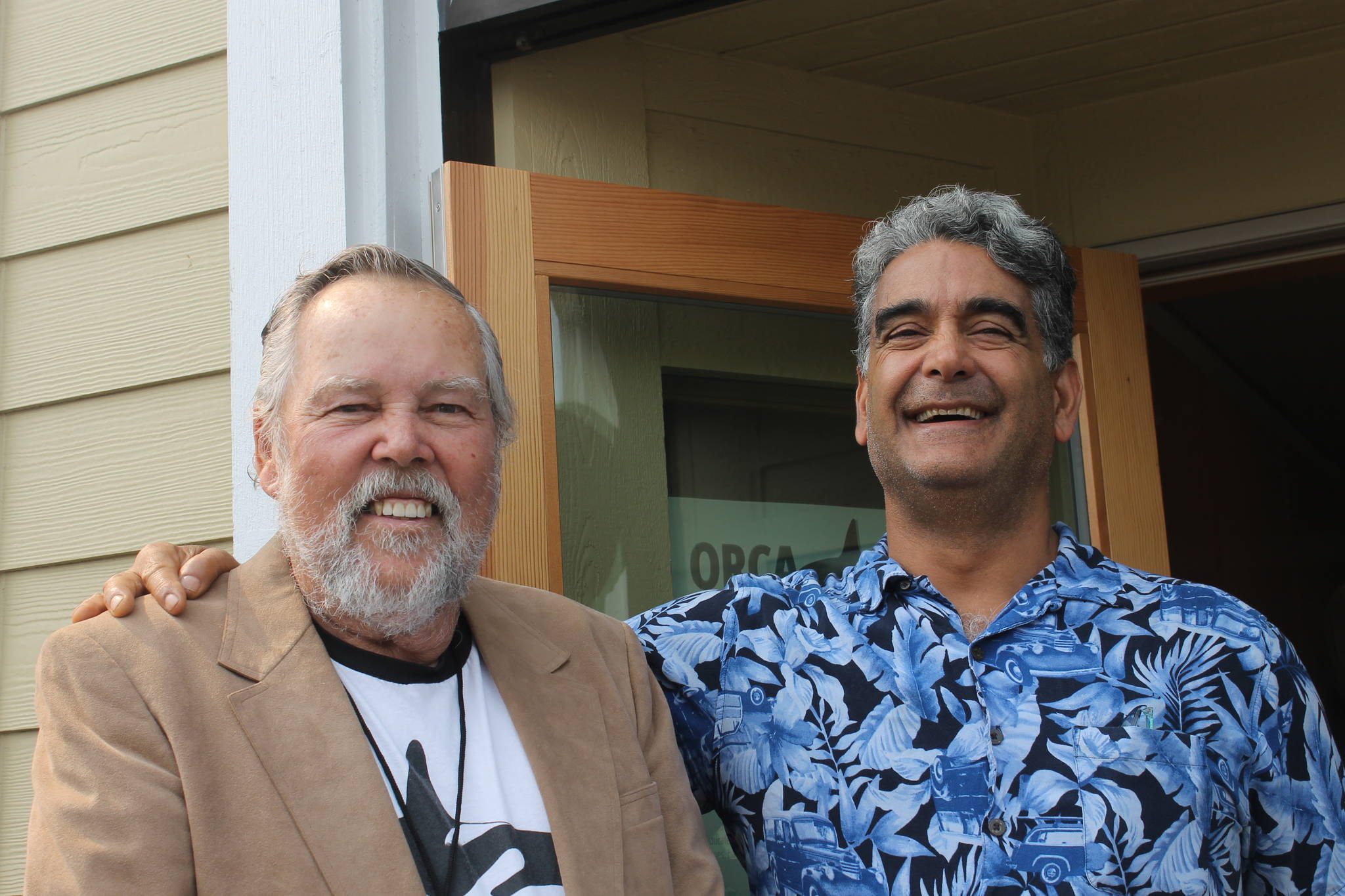 Staff photo/Heather Spaulding. Ken Balcomb and Mayor Farhad Ghatan.