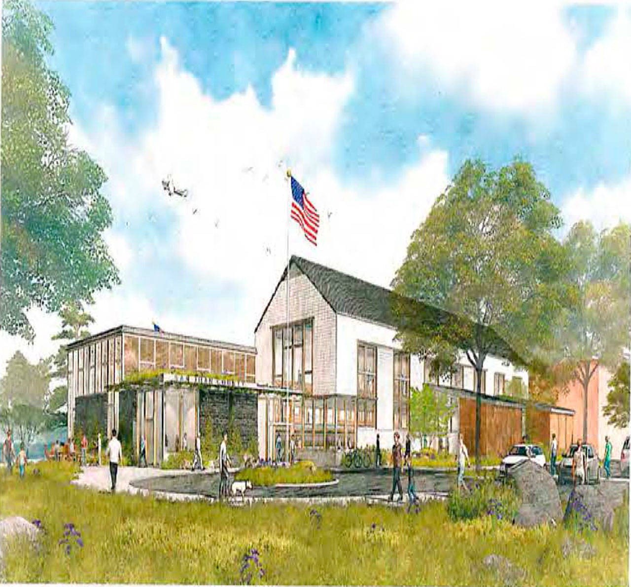 Contributed image/San Juan County                                One project includes creating plans to potentially add a new county administrative building. Above is an artists rendition of the west view of the proposed building from Second Street.