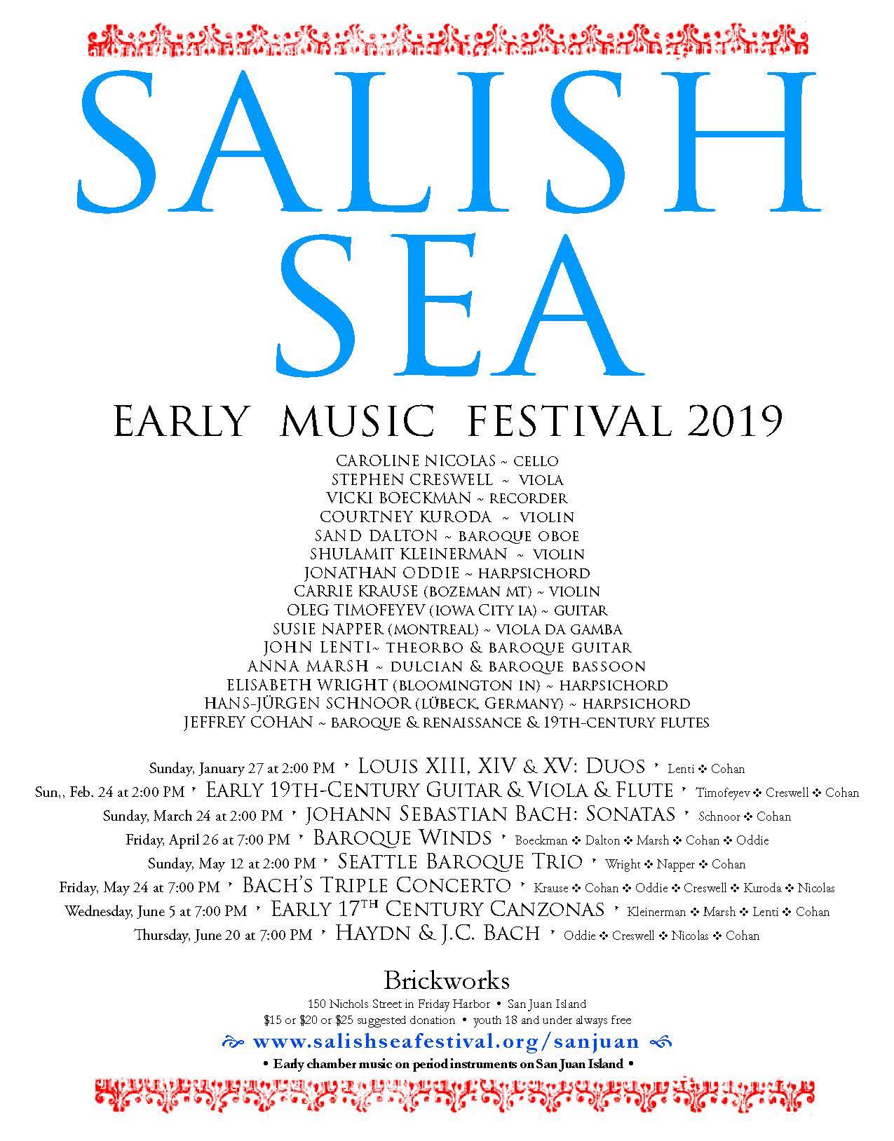 2019 Salish Sea Early Music Festival schedule