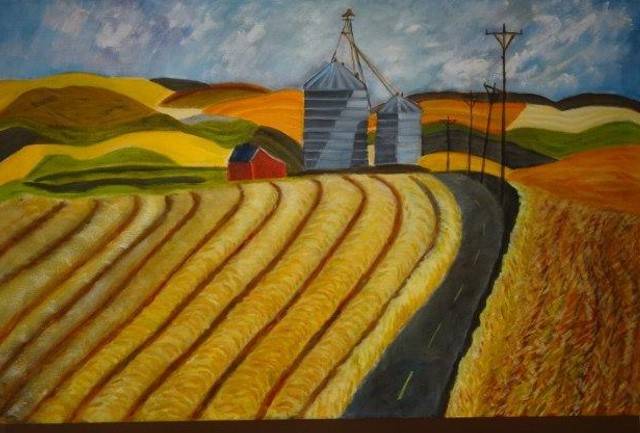 Contributed photo. Grain-Elevators in the Palouse, by Mary Gey McCulloch.