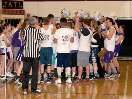 Annual high school seniors VS staff basketball game fundraiser