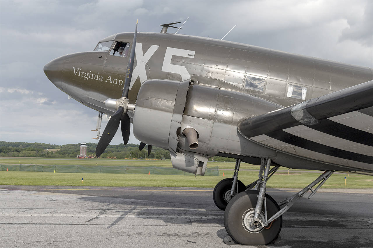 C-47 N62CC Virginia Ann at the 2019 AOPA Fly-In at Frederick Municipal Airport in Frederick, Maryland. <em>(Image credit: Acroterion, Wikimedia commons)</em>