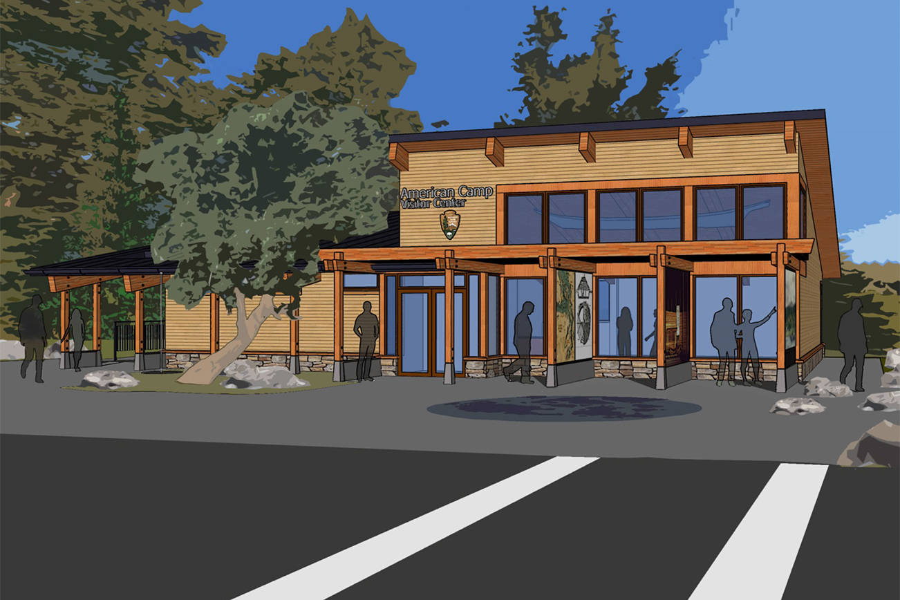 Conceptual design drawing for the proposed new American Camp Visitor Center. Image provided by OTAK, Inc.