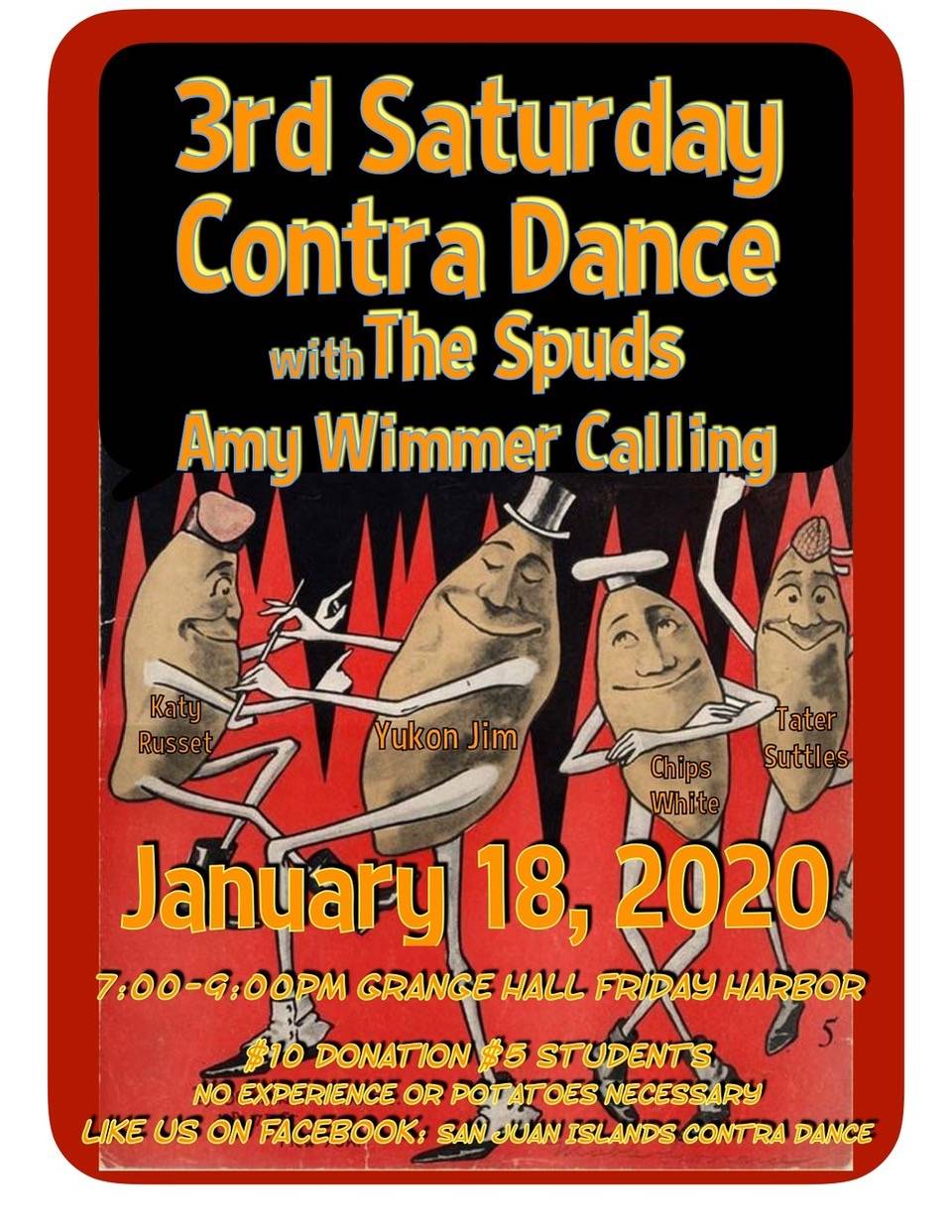 January Contra Dancing features “The Spuds”