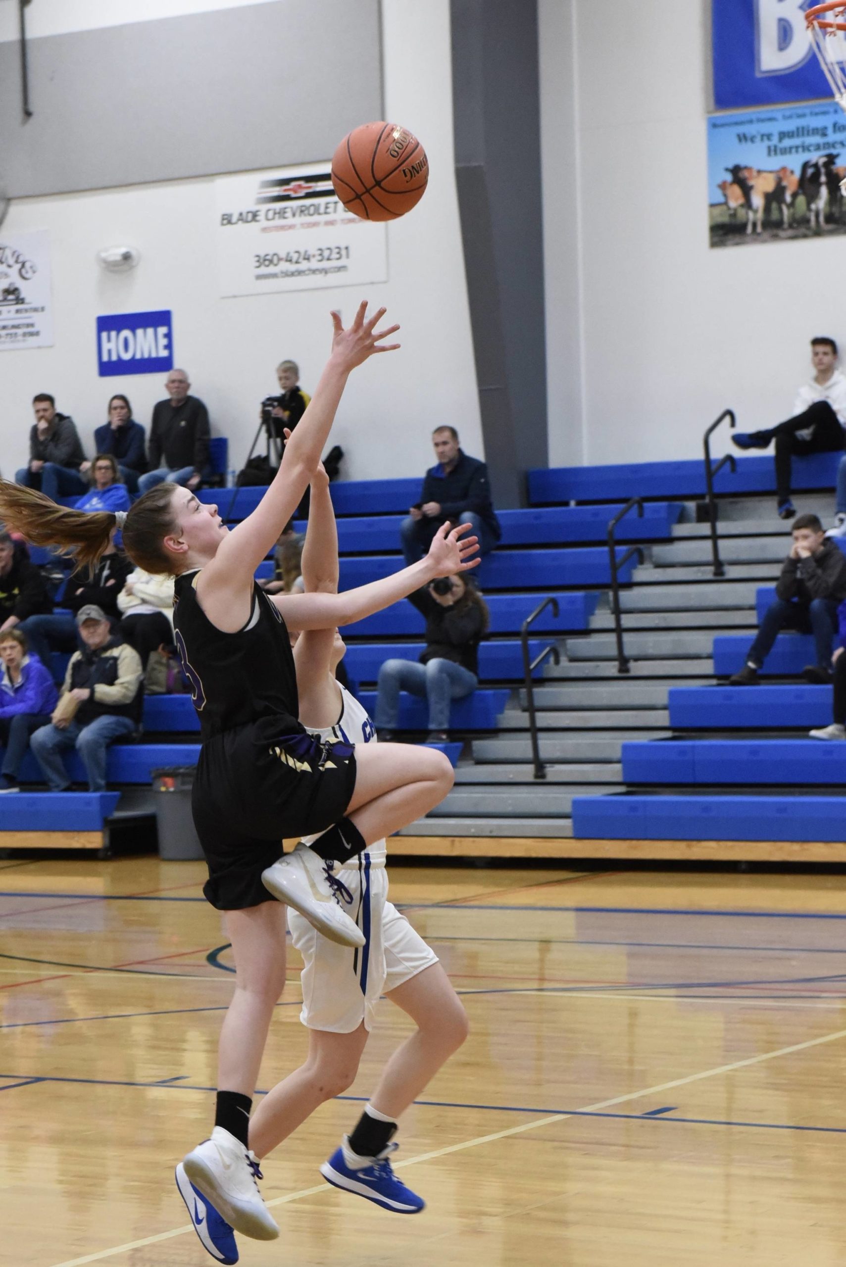 Rachel Starr races to the basket on a fast break for two points. (John Stimpson/contributed photo.)