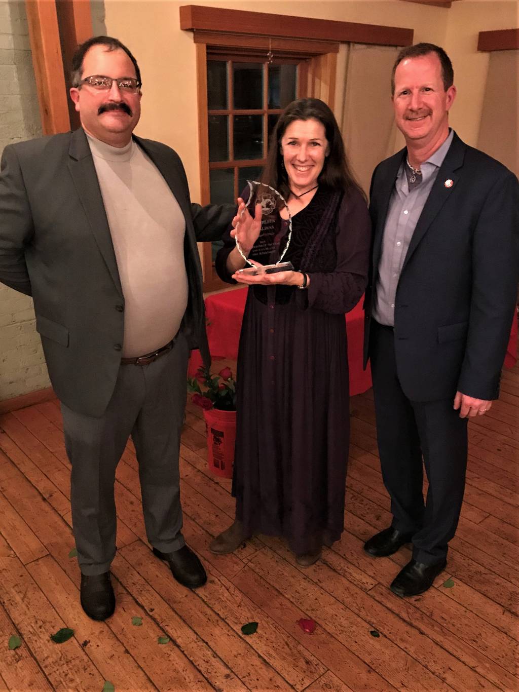 Deputy Fire Chief Noel Monin, Kathleen Salinas and Fire Chief Norvin Collins. (Contributed photo.)
