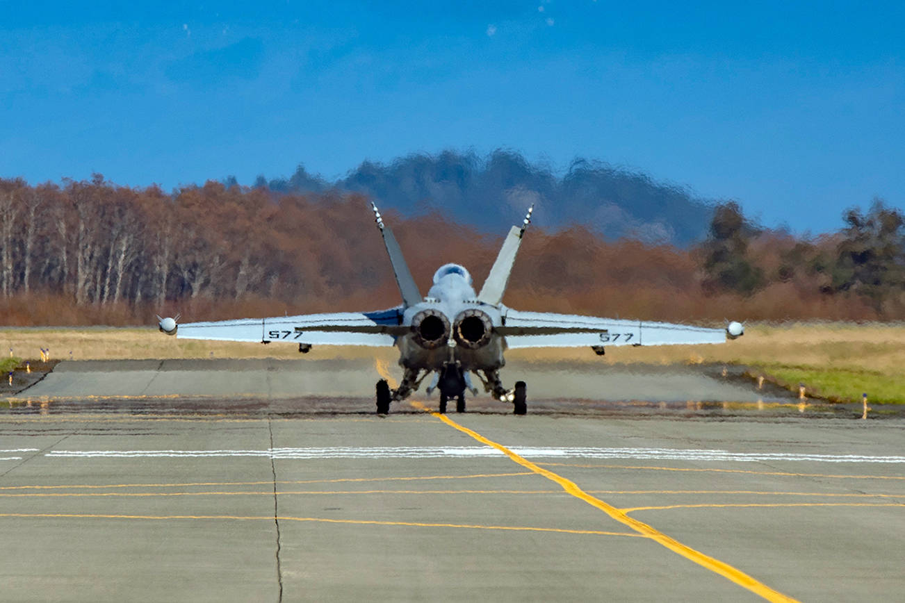 Paul Seeber, U.S. Navy/contributed photoAn EA-18G Growler taxis toward the runway at Ault Field, Whidbey Island on March 29, 2019.