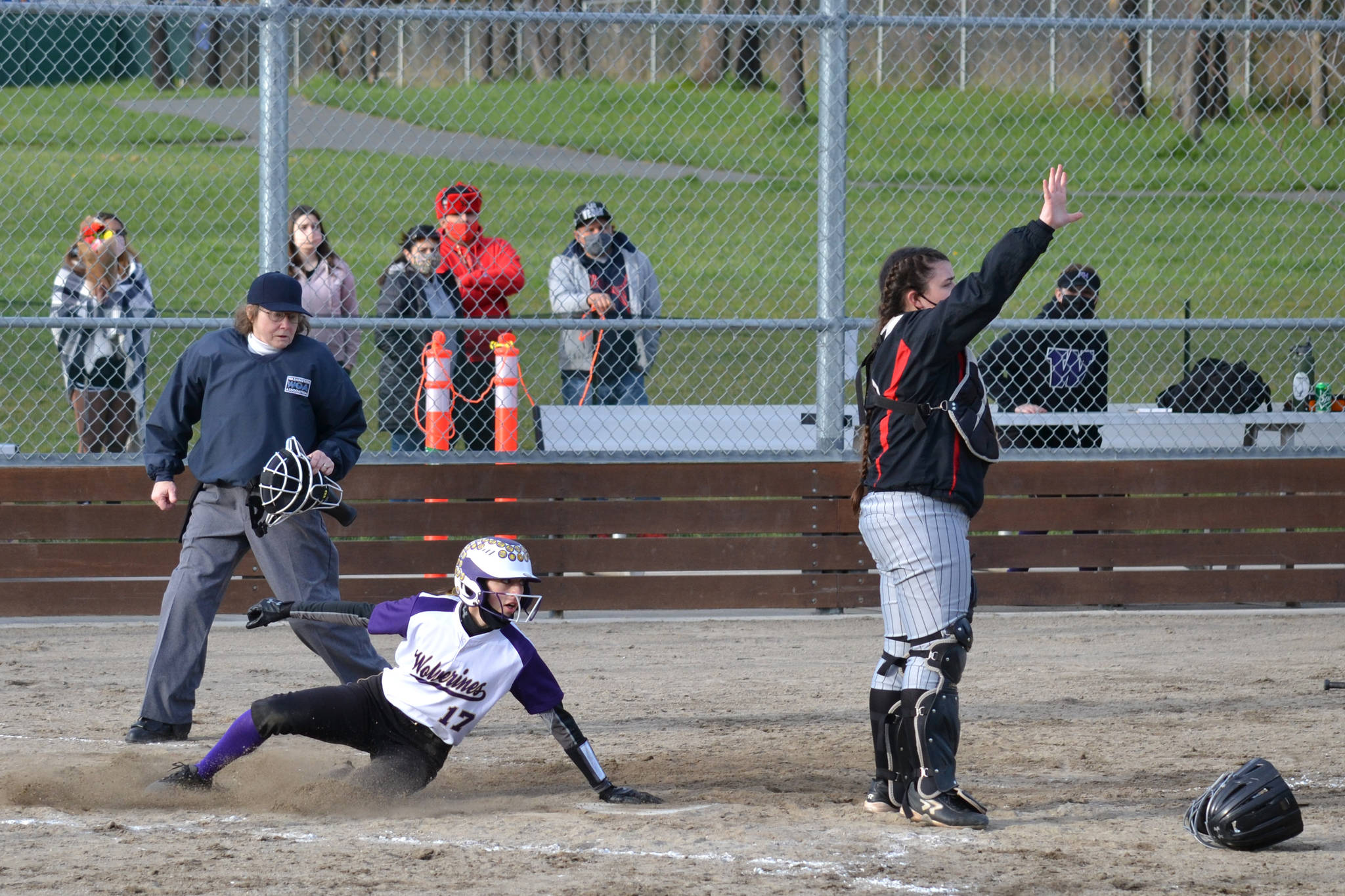 Olivia Brown sliding home. (Jennifer Ayers photo)