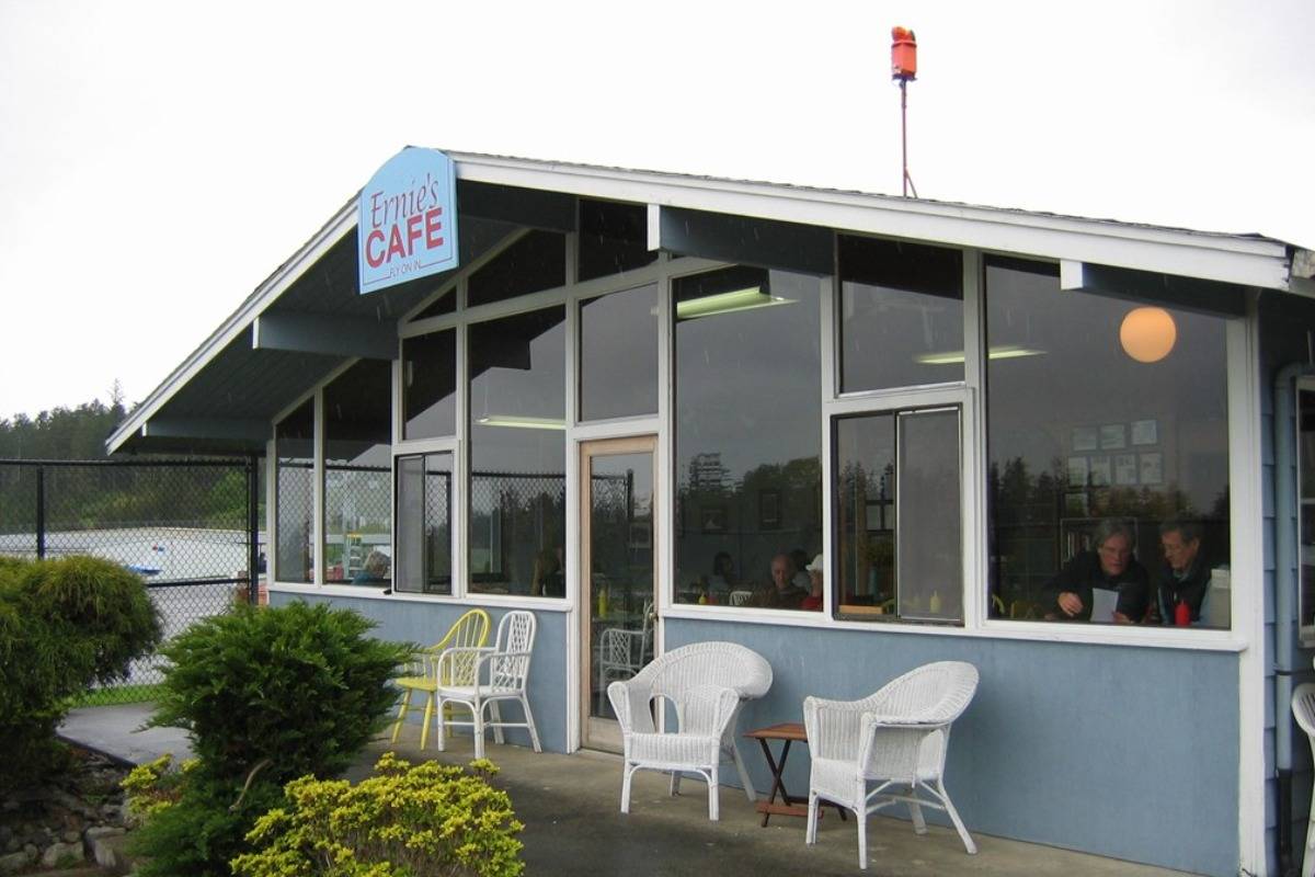 The old blue building located at the Friday Harbor Airport is home to Ernie’s Cafe and the Roy Franklin Museum. (Town of Friday Harbor/contributed photo)