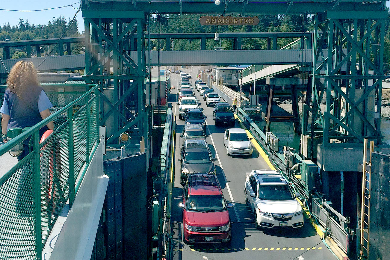 Cars load aboard the ferry at Anacortes. (Washington State Ferries/contributed photo)