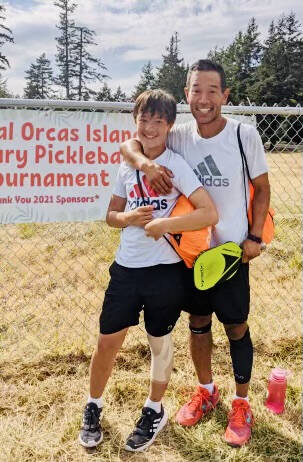 Contributed photo by the Orcas Island Rotary Club 
2021 Men’s doubles gold went to Kevin Lee and his son Max (age 13).