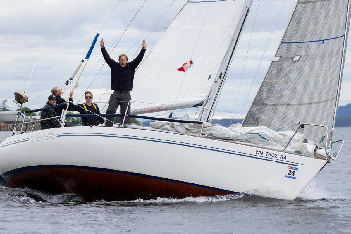 Team Elsewhere celebrating their second place victory in the 2022 R2AK Race To Alaska.