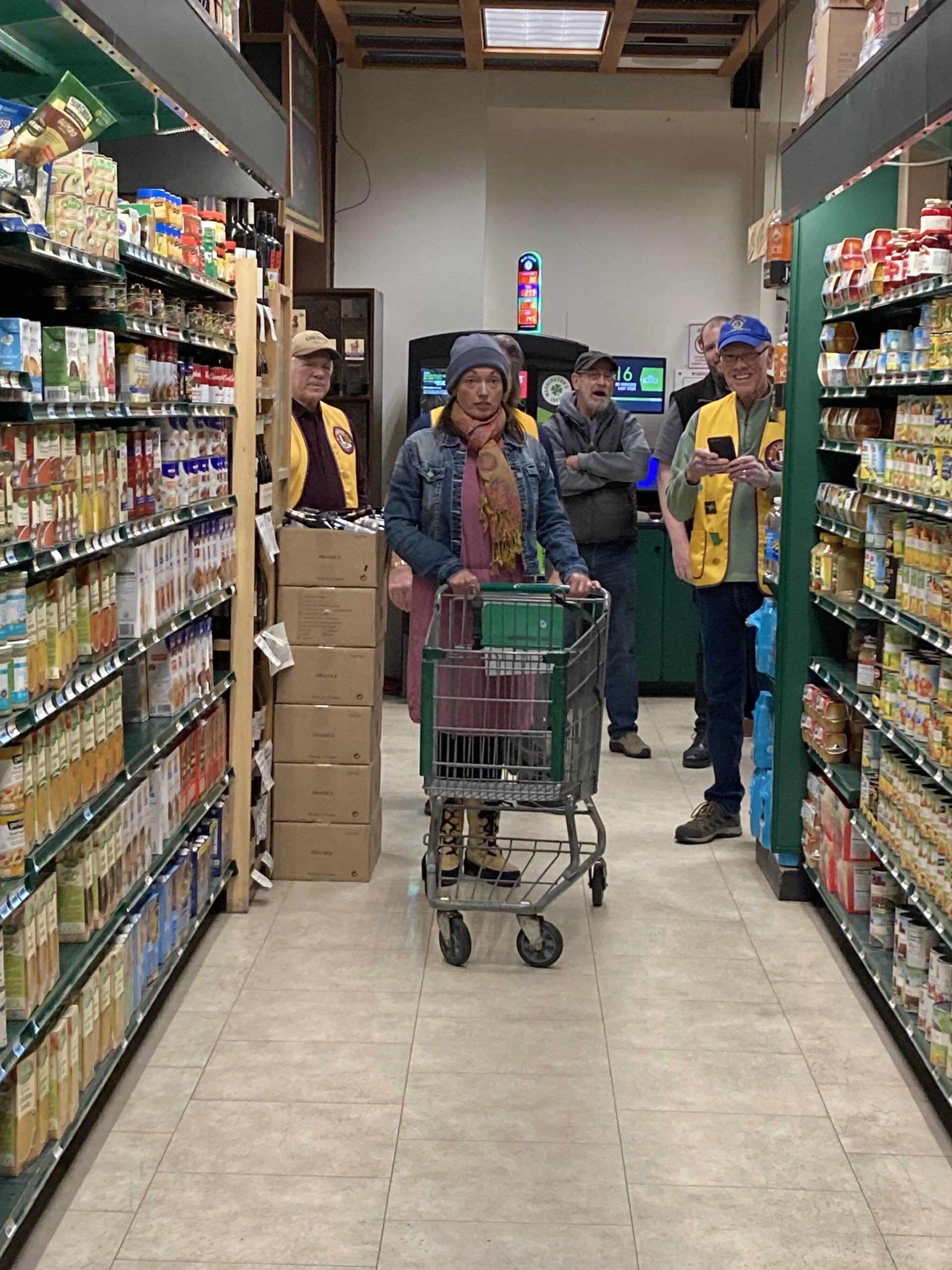 Contributed photo by the Friday Harbor Food Bank
Food Bank manager Rachelle Radonski shopping madly.