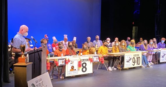 Contributed photo by the San Juan Island Public Schools Foundation.
Floyd Bourne asked the tough questions at last year’s Knowledge Bowl.