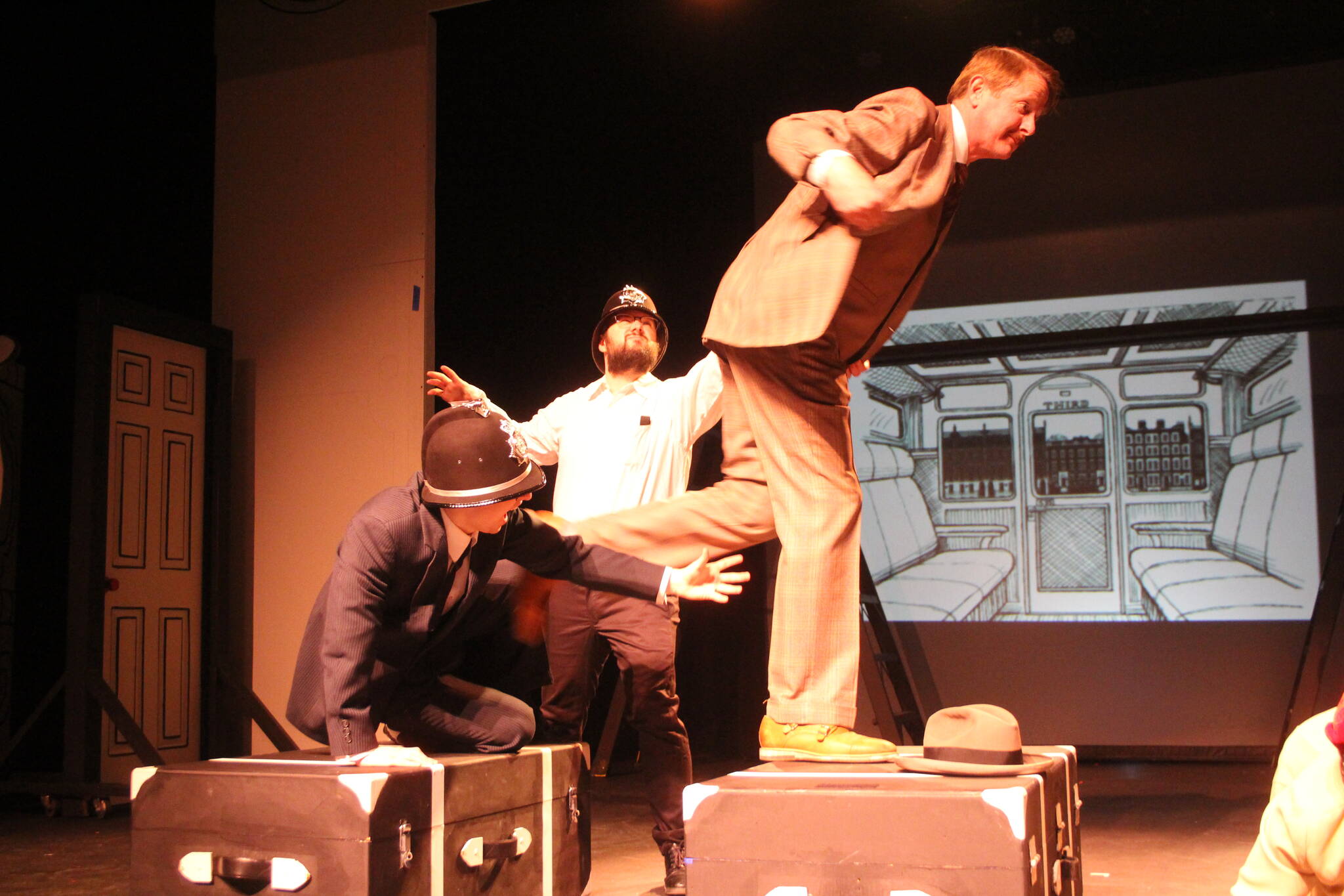Heather Spaulding \ Staff photo
Scott Mapstead as protagonist Richard Hannay flees police officers atop a train.