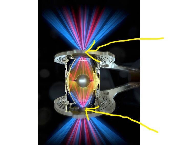 Contributed photo
The cylinder inside the lasers, arrows pointing toward where Luxel’s filters go.
