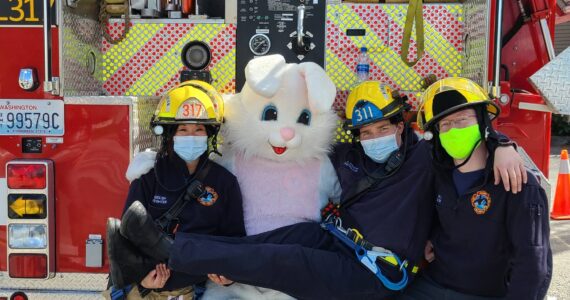 Contributed photo by San Juan Island Fire & Rescue
San Juan Island Fire & Rescue, keeping the Easter Bunny safe.