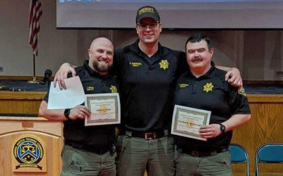 Contributed photo 
San Juan County has three newly trained Animal Control Officers now stationed on three of the ferry-served islands. From left to right, Deputy Jason Gross (Orcas), Deputy Walker Vandenhazel (Lopez), and Deputy Nicholas Wainwright (San Juan) all were recently certified at the Criminal Justice Training Academy in Burien.