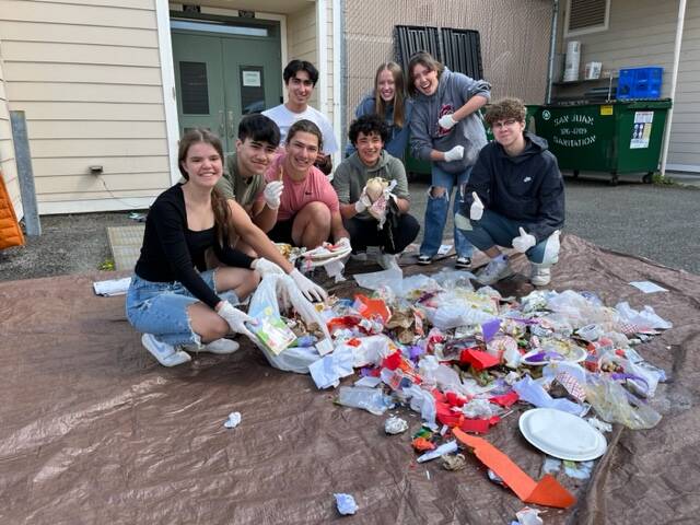 Contributed photo by Katie Fleming
The Friday Harbor Eco Club completes an audit of the school trash.