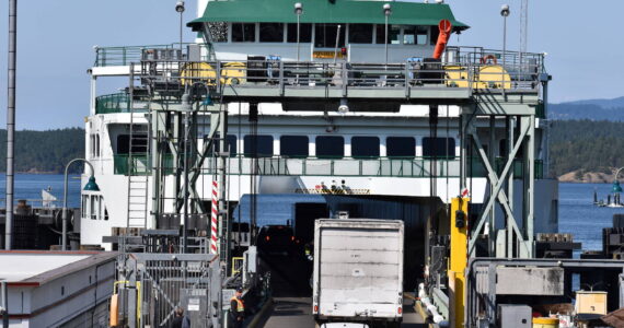 Kelley Balcomb-Bartok / staff photo
The WSF Suquamish, one of four ferries connecting the islands to the mainland, loads vehicles bound for Anacortes.