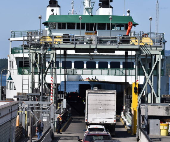 Kelley Balcomb-Bartok / staff photo
The WSF Suquamish, one of four ferries connecting the islands to the mainland, loads vehicles bound for Anacortes.