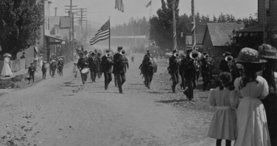 Contributed photo by the San Juan Island Historical Society and Museum
The Fourth of July Parade headed up Spring Street.