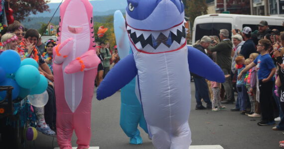 Heather Spaulding / Staff photo
Sharks marching with the sophmore’s “Under the Sea” float