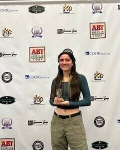 Contributed photo
Lucy Marinkovich with her consolation-round runner up trophy at the New York Metropolitan Open Backgammon Tournament in New Jersey.