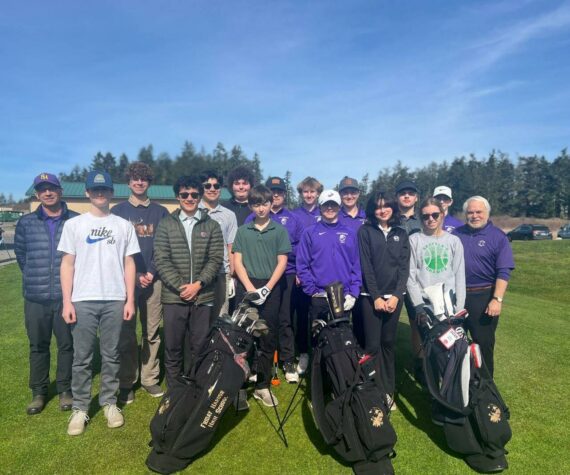 Contributed photo 
The team before their first match with a few of their new golf bags purchased by the San Juan Golf and Tennis Foundation.