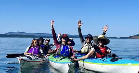 Submitted photo
Laura Saccio (far right) pictured with members of her work staff on a kayak trip last summer. Laura owns and operates the Bird Rock Hotel and Earthbox Inn.