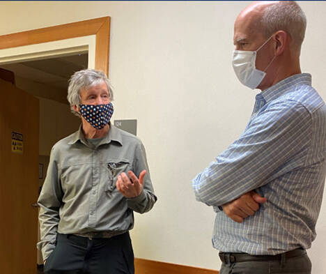 Contributed photo
Dr. Frank James, Medical Director and Primary Care Physician for Island Primary Care – Orcas giving a tour to Rep. Rick Larsen May 27, 2021.