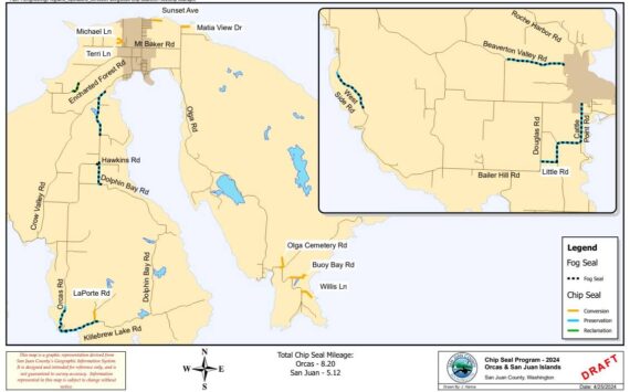 2024 Chip Seal Road Map for Orcas and San Juan Islands. Submitted photo.