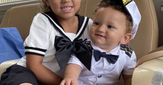Contributed photo.
One-year-old Arlo and his sister Norah, celebrating on the ferry.