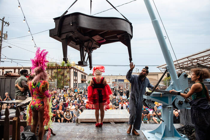 Contributed photo
Even pianos are not exempt from the troupes gravity defying antics.