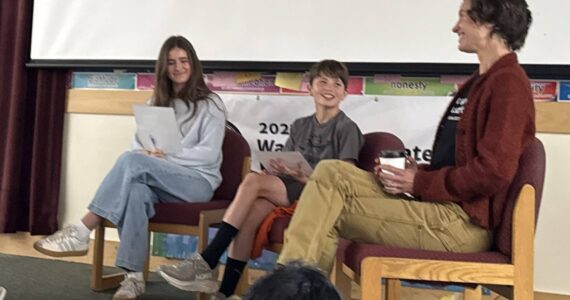 Contributed photo.
Sarah Pope addresses middle school students.