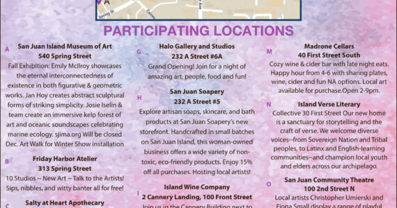 Map and details for Dec. 5 Art Walk in Friday Harbor